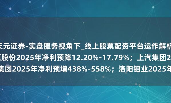 天元证券-实盘服务视角下_线上股票配资平台运作解析 上市公司动态 | 牧原股份2025年净利预降12.20%-17.79%；上汽集团2025年净利预增438%-558%；洛阳钼业2025年净利预增48%-54%
