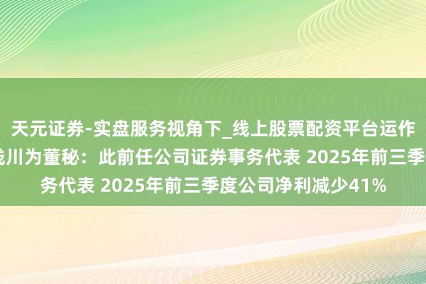 天元证券-实盘服务视角下_线上股票配资平台运作解析 音飞储存聘用钱川为董秘：此前任公司证券事务代表 2025年前三季度公司净利减少41%